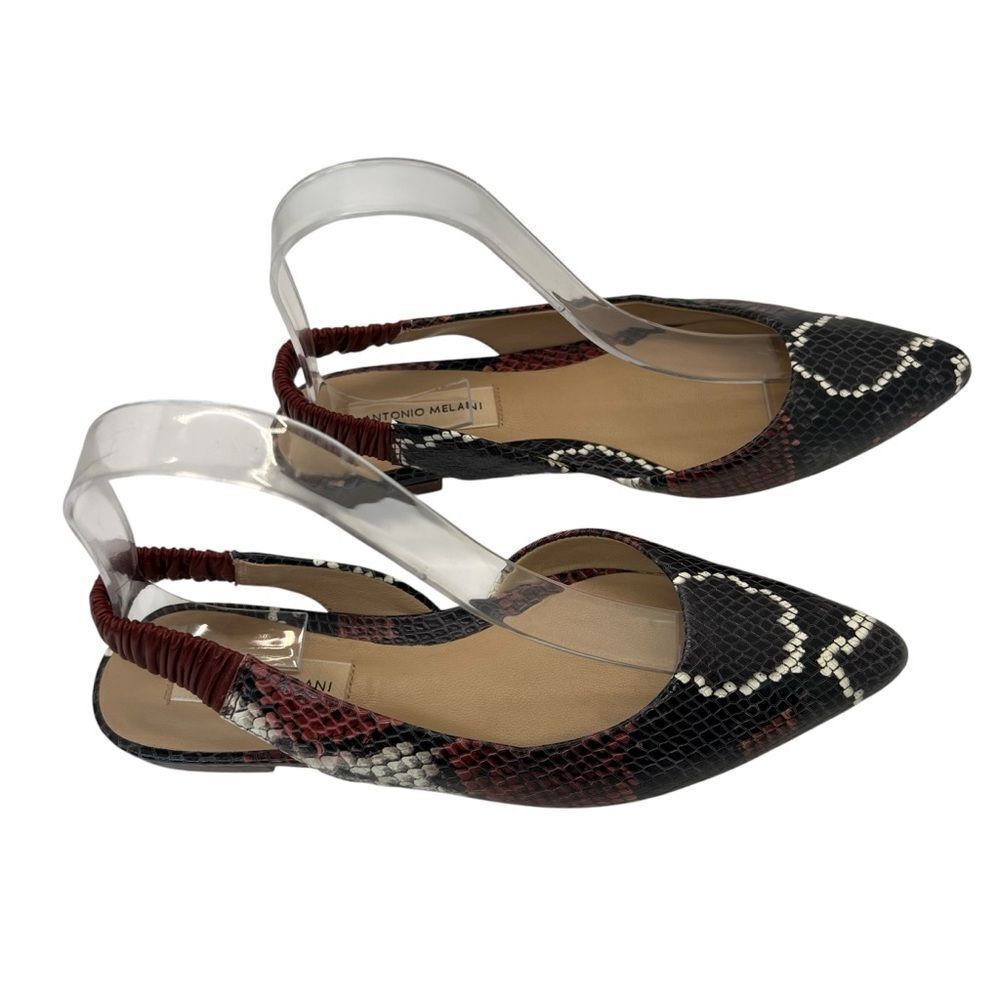Sz 7m Antonio Melani Sling Back Snakeskin Print all Leather Shoes - Picture 3 of 14